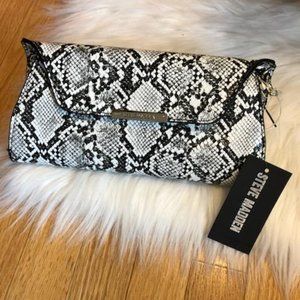 Steve Madden Black & Gray Snake Clutch